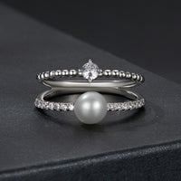925 Sterling Silver & Moissanite Ring with Freshwater Pearl - Size 6 - Women's Jewelry