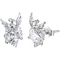 925 Sterling Silver White Gold Plated 1.4x0.9cm Pavé CZ Earrings for Women