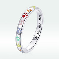 925 Sterling Silver Enamel Oxidized Silver Ring Size 6.0