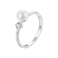 925 Sterling Silver Moissanite & Freshwater Pearl Ring 3mm Size 6 for Women