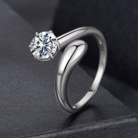 925 Sterling Silver 1 Carat Moissanite Ring for Women