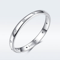 925 Sterling Silver Size 6.0 Plated Platinum Pavé Setting CZ Ring for Women
