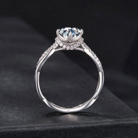 925 Sterling Silver Moissanite Ring in Size 7 with Pavé Setting for Women