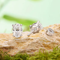 925 Sterling Silver White Gold Plated 1ct Moissanite 0.7x0.5cm Egg-Shaped Earrings for Women