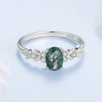 925 Sterling Silver Agate and CZ Pendant Ring Size 6 for Women