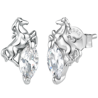 925 Sterling Silver White Gold Plated 1.2 x 0.7 cm Pavé CZ Earrings for Women