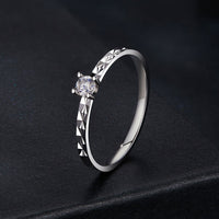 925 Sterling Silver Moissanite White Gold Plated Ring Size 6