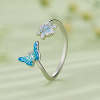 925 Sterling Silver Opal Nanometer Stone Plated Platinum Ring