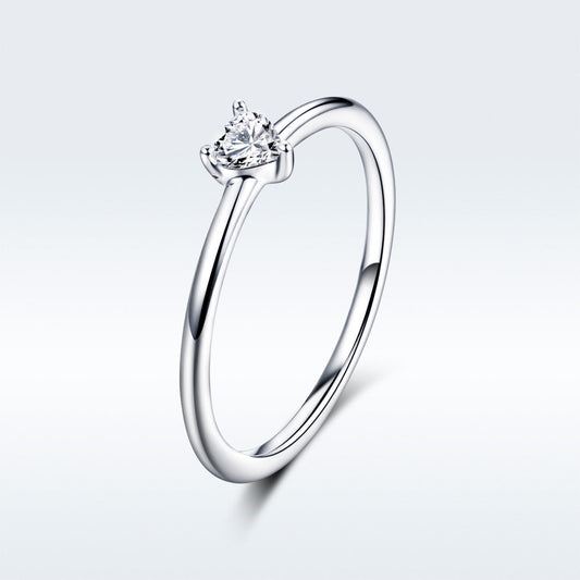 925 Sterling Silver Ring Size 6.0 with CZ and Platinum Plating for Women