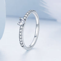 925 Sterling Silver Oxidized Ring with Pavé Setting CZ, Size 6 for Women