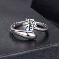925 Sterling Silver 1 Carat Moissanite Ring for Women