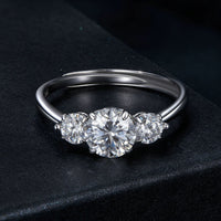 925 Sterling Silver Moissanite 6.5mm 1ct Ring, Size E for Women
