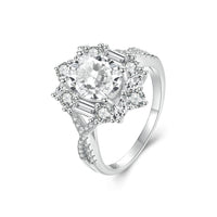 925 Sterling Silver 2 Carat Moissanite Ring in White Gold Plating - Size 8 for Women
