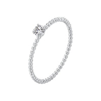 925 Sterling Silver 3mm Moissanite Ring for Women - Size 6