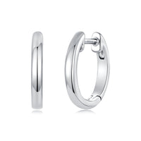 925 Sterling Silver White Gold Plated 1.4 x 0.2 cm Hoop Earrings for Women