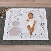NoJo Together is Better White, Gray, and Taupe Mama and Baby Lamb Milestone Blanket - BIG FRENCHIES