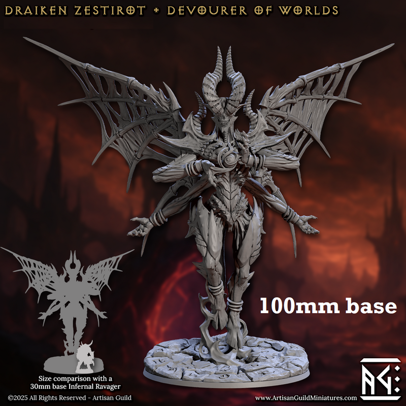 Draiken Zestirot, Devourer of Wolrds (Epic Demon Boss)-3D Printed Miniatures-BIG FRENCHIES-All Systems Go Games