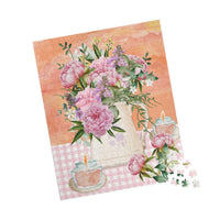 Puzzle: Pink Flowers and Orange Sunset - BIG FRENCHIES