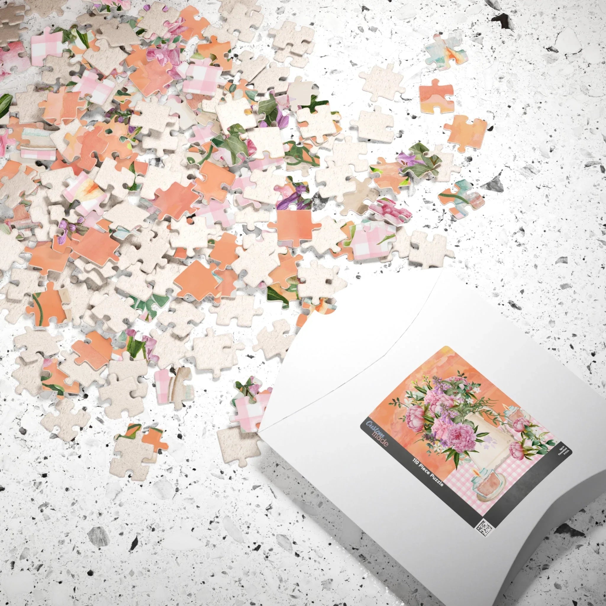 Puzzle: Pink Flowers and Orange Sunset - BIG FRENCHIES