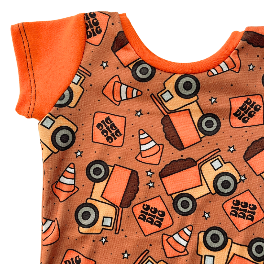 Dump Trucks Zip Romper