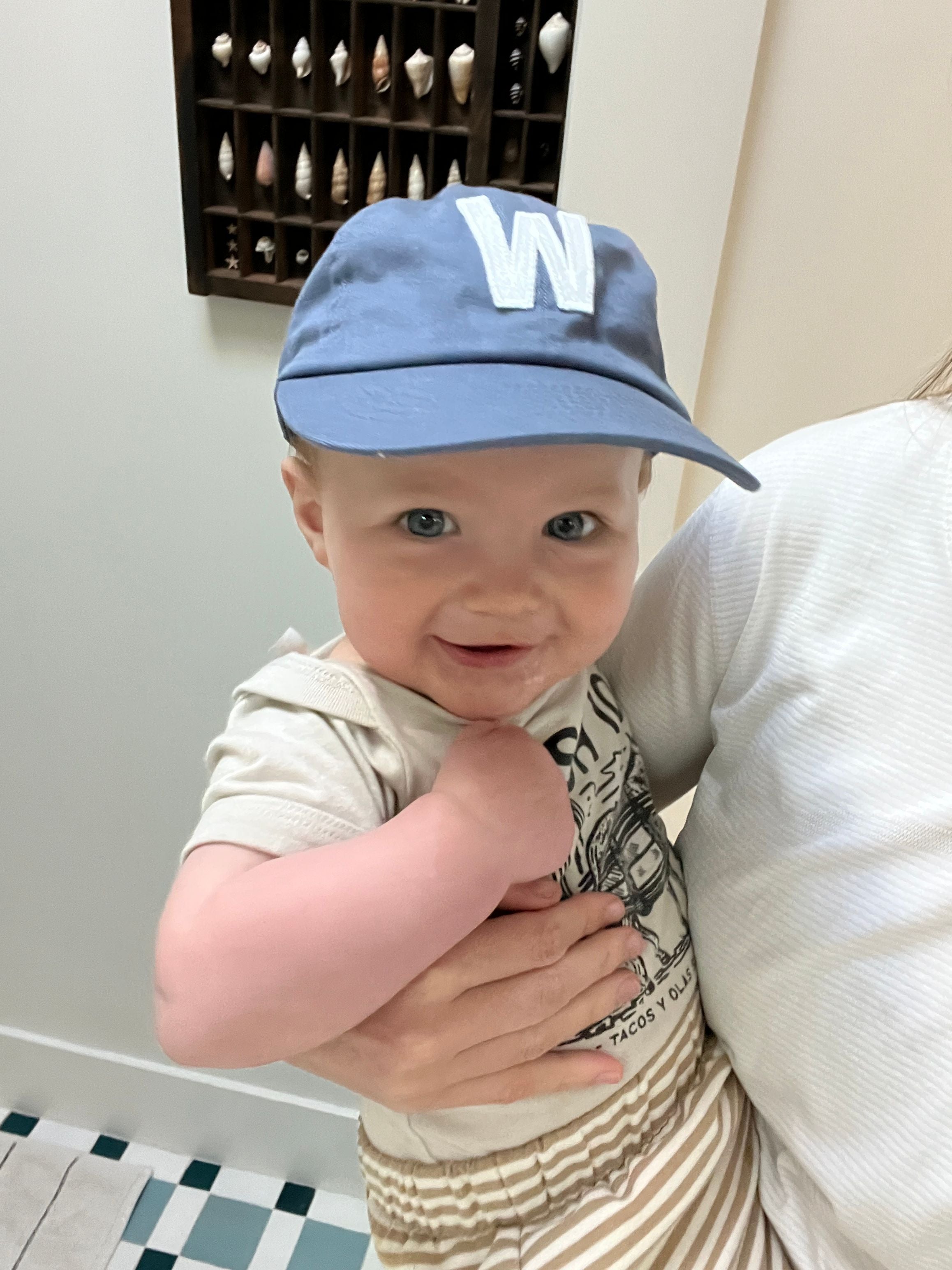Dusty Blue Letter Baseball Hat - BIG FRENCHIES