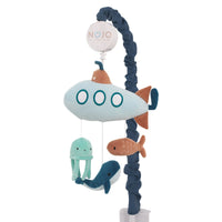 Explore Dream Discover Light Blue, Navy, and Aqua Submarine Plush Musical Mobile - BIG FRENCHIES