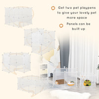 Pet Playpen DIY Small Animal Cage Open Enclosure Portable Plastic Fence 12 Panels for Guinea Pig Hedgehog White, 18" x 1