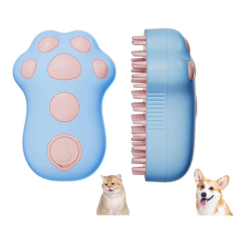 Rechargeable Steam Cat Brush, Cute Paw Shape Pet Steamer Grooming Brush With Soft Silicone Teeth For Dog Cat Massage, Sh