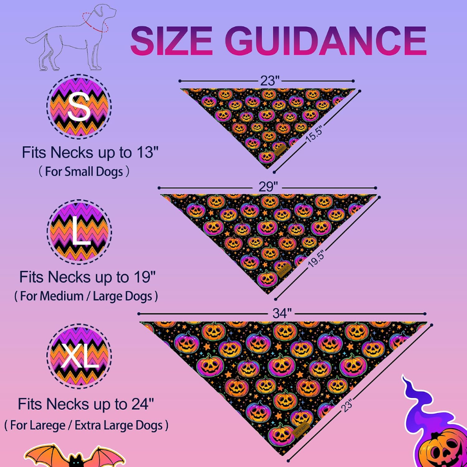 Halloween Dog Bandanas 2 Pack Reversible Pumpkin And Bat Pet Scarf For Boys And Girls Holiday Dog Bandana For Medium And