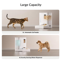 Waithem WiFi Automatic Pet Feeder & Waterer 2-in-1 Set App-Controlled, 2-Week Capacity, Detachable &Washable, Moisture-P