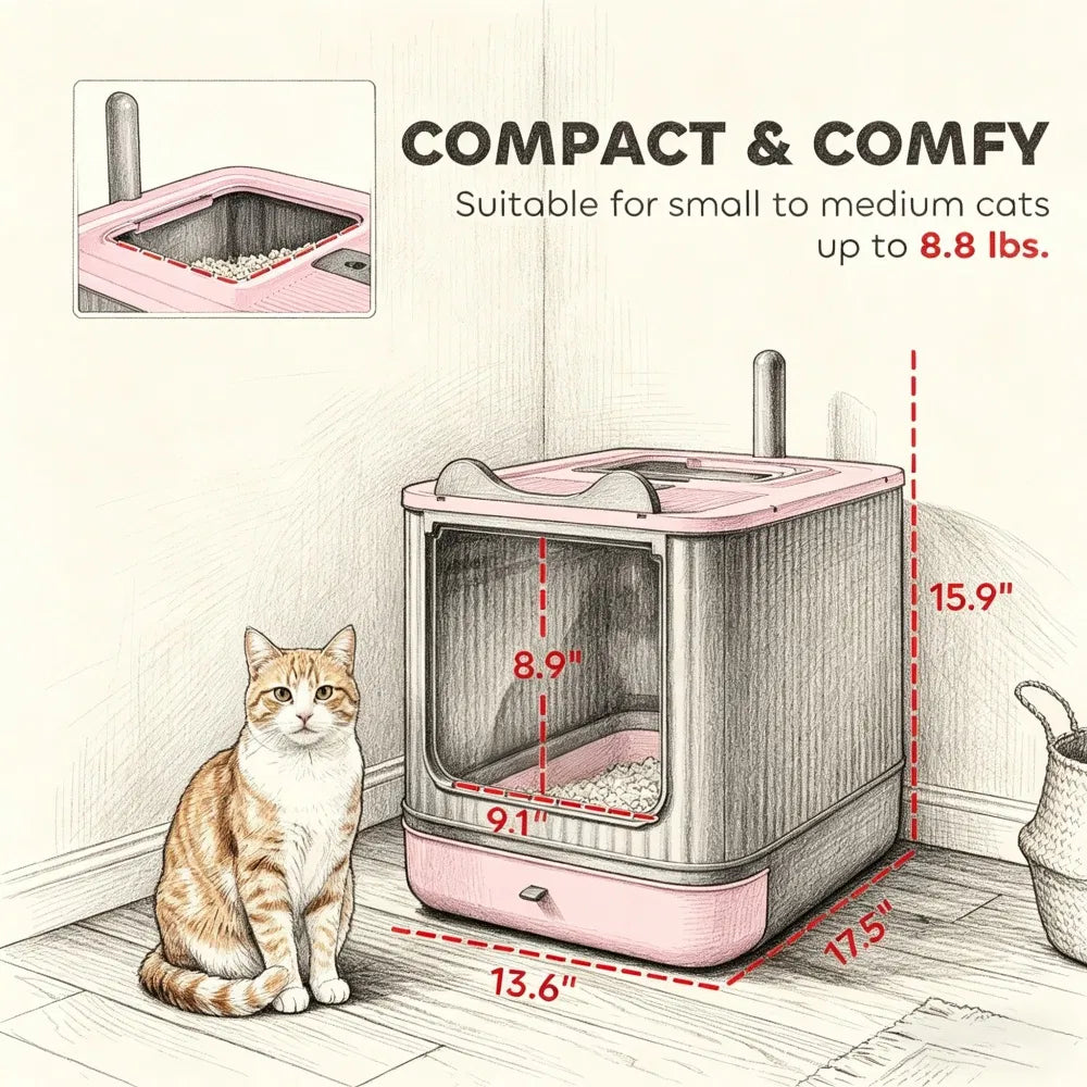 Cat Litter Box with Adjustable Front 17.5 Inches X 13.6 Inches X 15.9 Inches