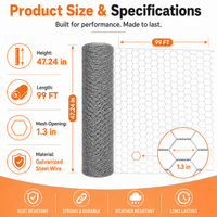 Anti-corrosion Hot-dip Galvanized Wire MeshPremium Chicken Wire Hexagonal Galvanized Mesh, Suitable For Chicken Coops, R