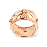 14K Rose Gold 1/3 Cttw Diamond and Pink Tourmaline Cigar Band Ring with White Enamel (G-H Color, SI1-SI2 Clarity)