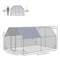 Chicken Run, Galvanized Large Metal Chicken Coop Cage, Walk-in Enclosure Poultry Hen Run House Playpen Rabbit Hutch with
