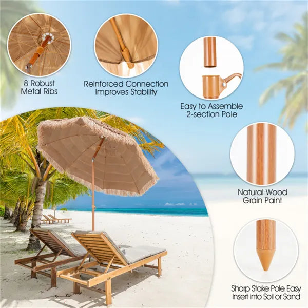 7.2 foot portable beach umbrella with adjustable tilt