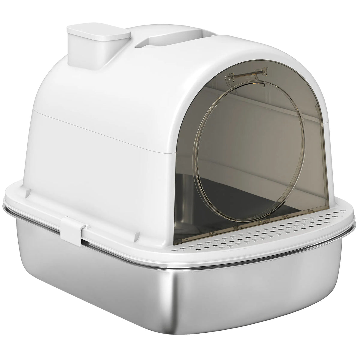 Enclosed Stainless Steel Litter Box, Metal Cat Litter Box with Scoop, Deodorizer Bag, Handle, Easy to Clean