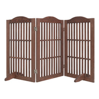 Wooden Freestanding Foldable Pet Gate for Dogs, 30 inch 3 Panels Step Over Fence, Dog Gate for The House, Doorway