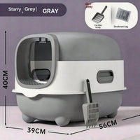 Fully Enclosed Cat Litter Box With UV Sterilization Odor Control, Large 56cm Space For Big Cats, Easy Clean 180 Flip Top