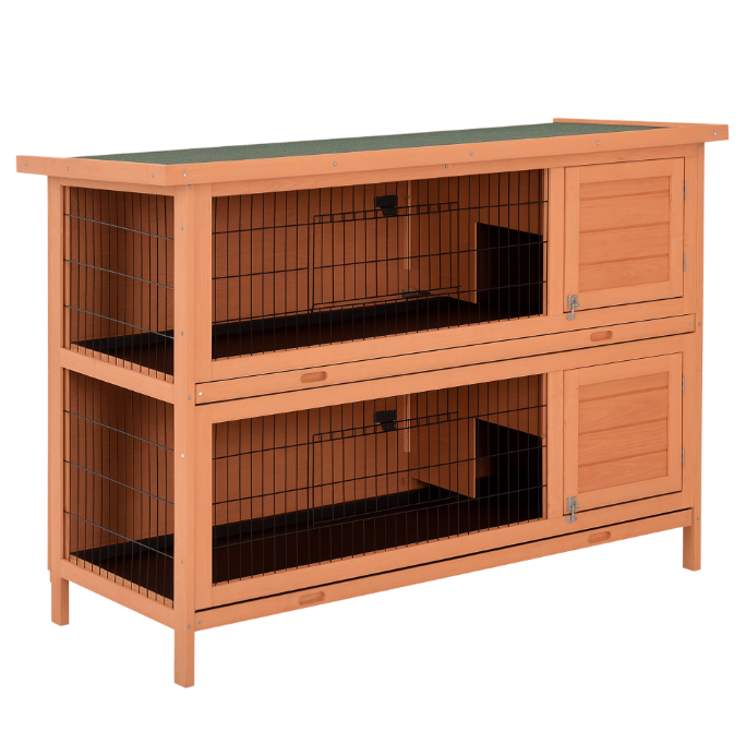 54 Rabbit Cage, 2-Tier Rabbit Hutch Outdoor Guinea With Removable Dividers And Pull-Out Trays, Orange