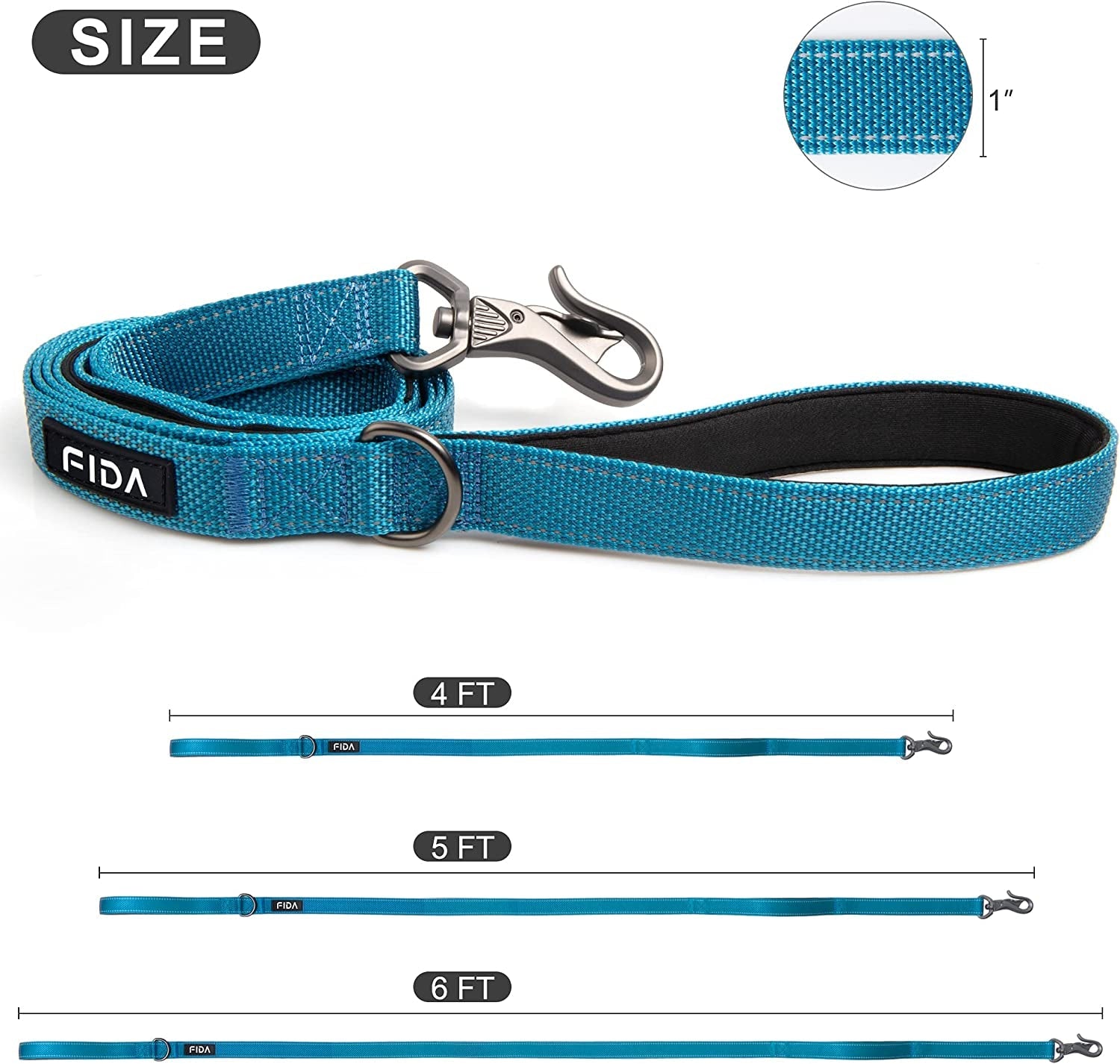 5 FT Heavy Duty Dog Leash with 2 Comfortable Padded Handles - BIG FRENCHIES