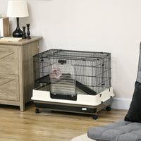 2-tier Compact Platform Rolling Small Animal Rabbit Cage for Hamsters, Chinchillas & Gerbils with a Large Living Space