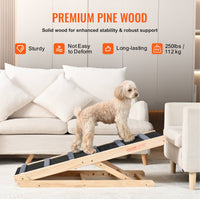 Dog Ramp, Folding Pet Ramp For Bed, Adjustable Dog Ramp For Small, Large, Old Dogs & Cats, Wooden Pet Ramp With 41.3' Lo