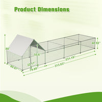 Metal Chicken Coop,Walk-in Chicken Run,Poultry Chicken Hen Pen Cage,Rabbits Duck Cages,With Cover