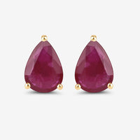 1.60 Carat Genuine Ruby 10K Yellow Gold Earrings