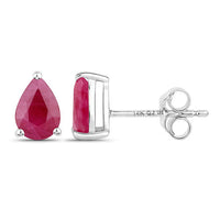 1.60 Carat Genuine Ruby 14K White Gold Earrings