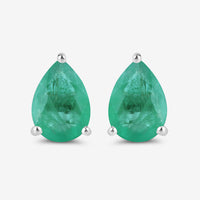1.30 Carat Genuine Zambian Emerald 10K White Gold Earrings
