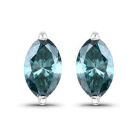 0.69 Carat Genuine Blue Diamond 14K White Gold Earrings