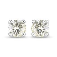 0.71 Carat Genuine White Diamond 14K White Gold Earrings