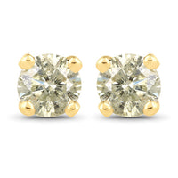 0.92 Carat Genuine LB Diamond 14K Yellow Gold Earrings