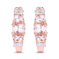 1.32 Carat Genuine Morganite and White Topaz .925 Sterling Silver Earrings